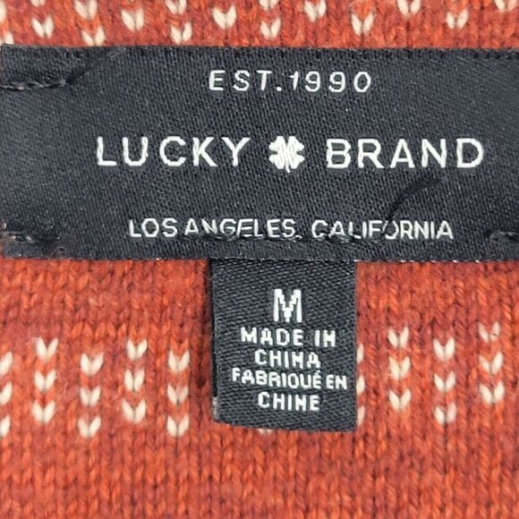 Lucky Brand Sz Med Aztec Tribal Knit Open Front Cardigan Sweater Heavyweight - Picture 3 of 8